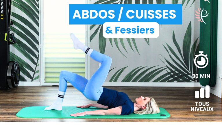 programme pilates débutant. séance accessible abdos cuisses et fessiers