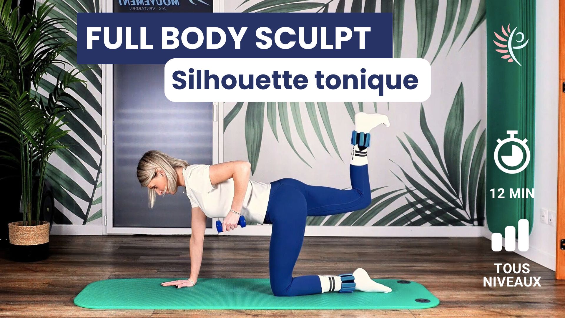 exercice pilates full body sculpt avec haltères légères