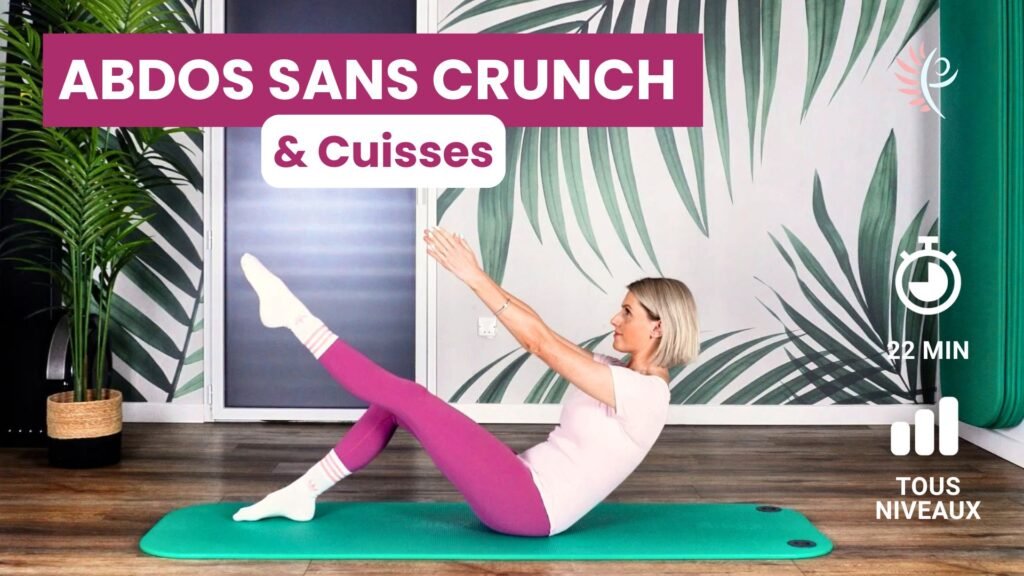 exercices abdos sans crunch et cuisses pour renforcer le centre et les jambes. programme pilates périménopause