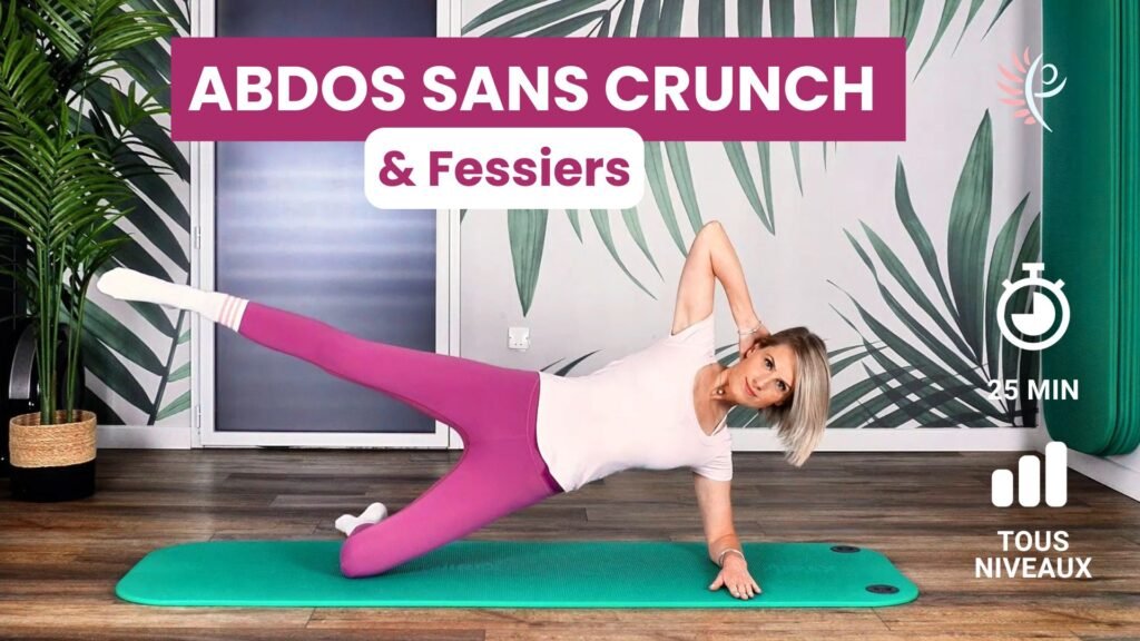 exercices abdos sans crunch et fessiers pour renforcer le centre du corps. programme pilates périménopause